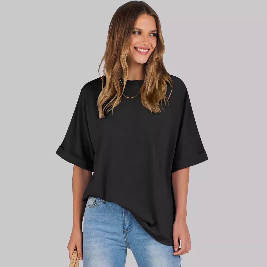 Pull ample à manches courtes pour femme