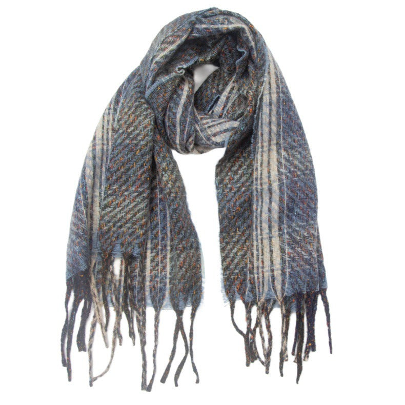 European And American Men's And Women's Plaid Tassel Scarf