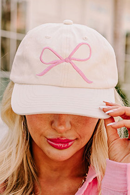 Gorra de béisbol bordada con lazo de niña blanca