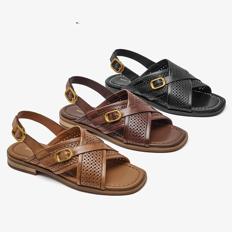 Women's Summer New Flat Cross Strap Fashion Casual Sandals