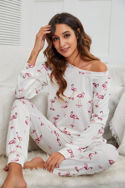 Conjunto de salón con pantalón y top de manga larga Flamingo