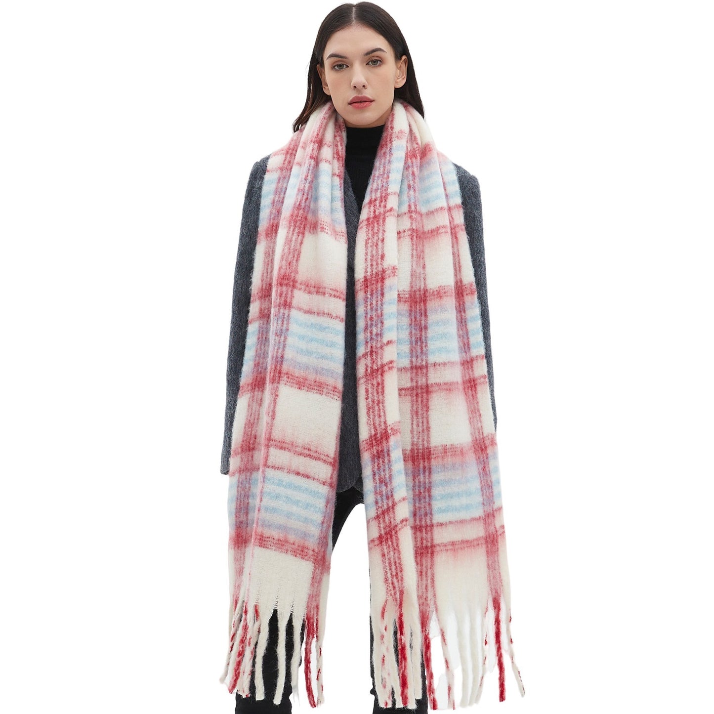 European And American Circle Yarn Thickened Thick Plaid Scarf