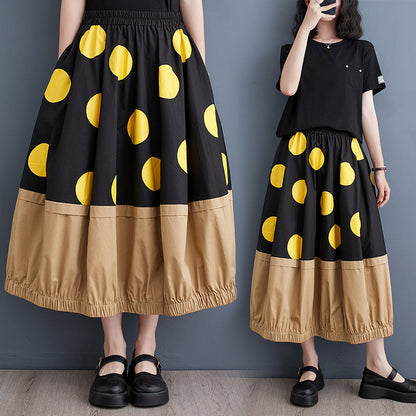 Women's Printed Loose Stitching Skirt