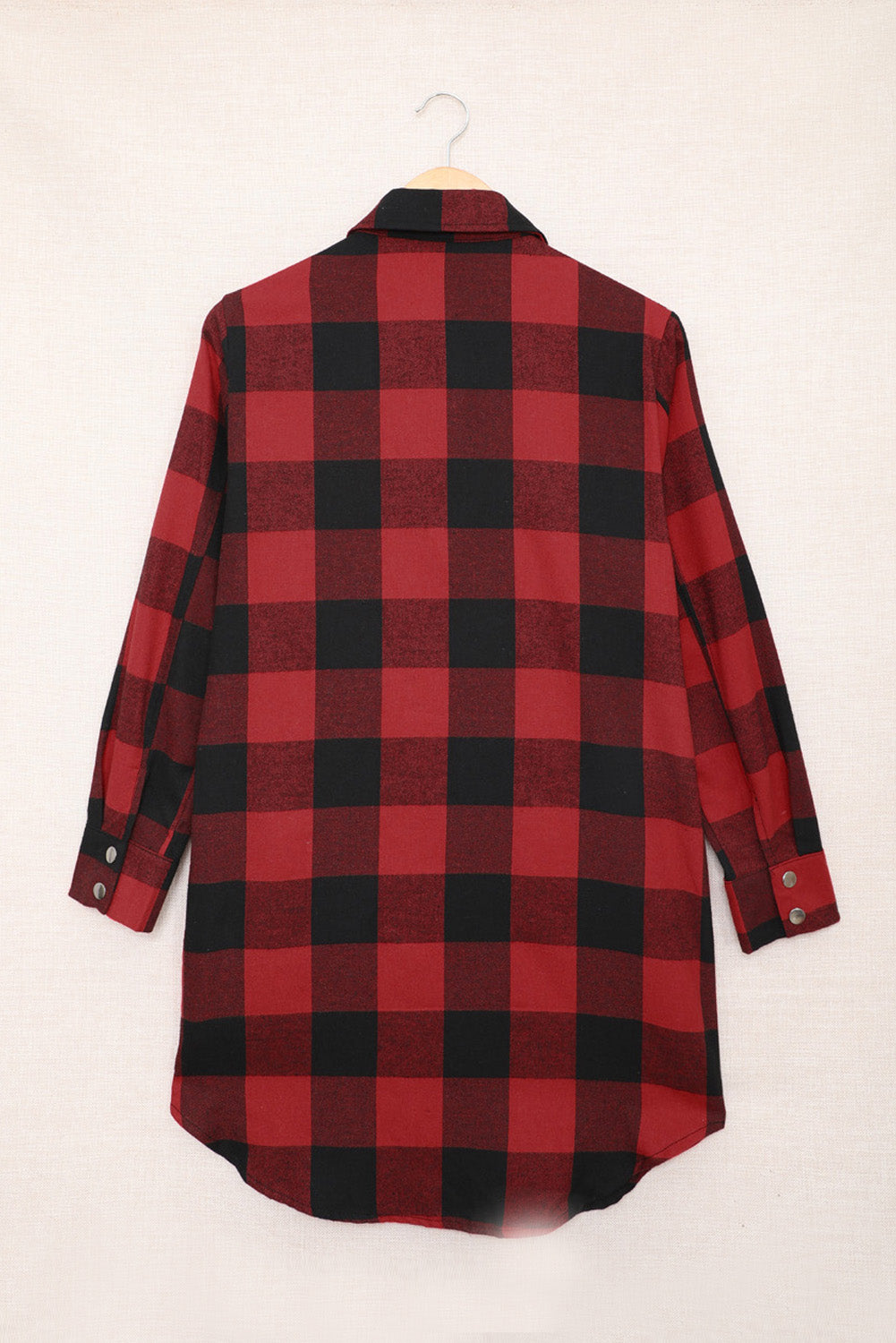 Green Turn-down Collar Plaid Shirt Coat