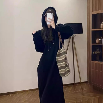 Fashion Loose Cool Hooded Sweater Dress Women