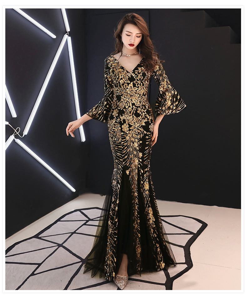 Robe de soirée de banquet, robe slim de princesse