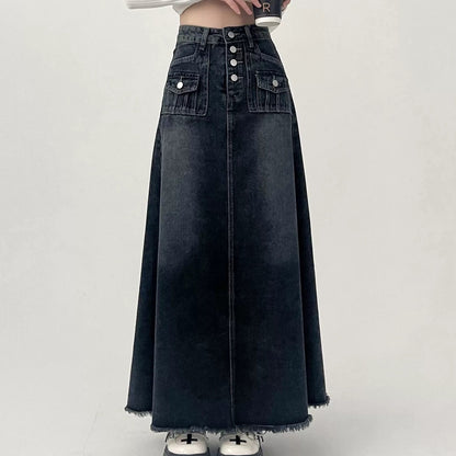 Fashionable Retro A- Line Denim Skirt For Women