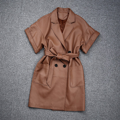 Women's Fashionable Temperament Casual Lapel Slim Trench Coat