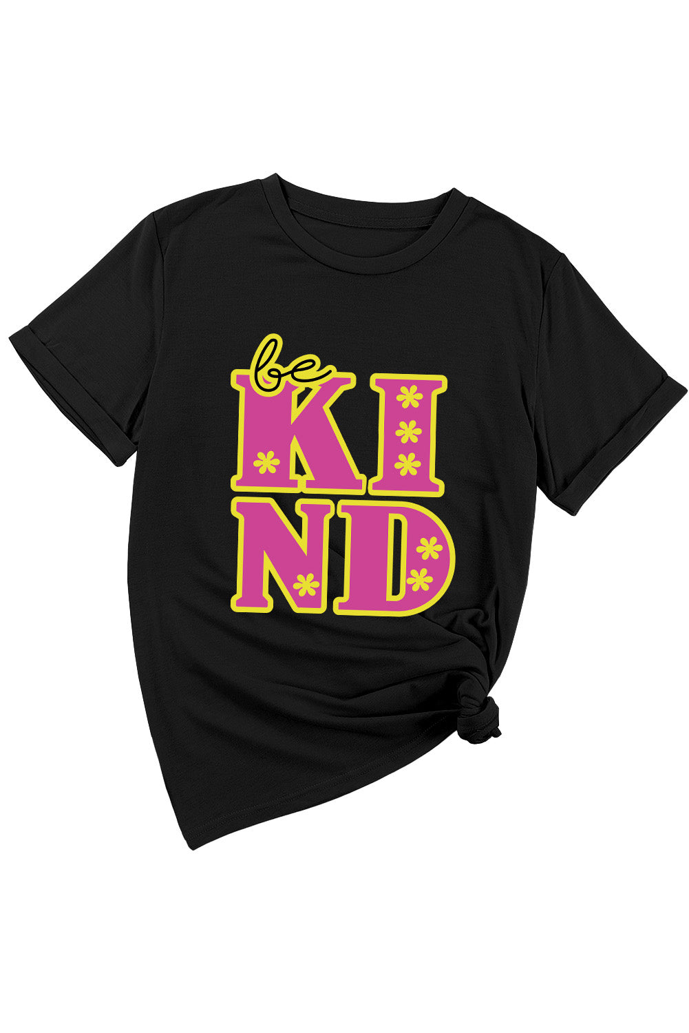 Noir - T-shirt ras du cou graphique à imprimé floral be KIND