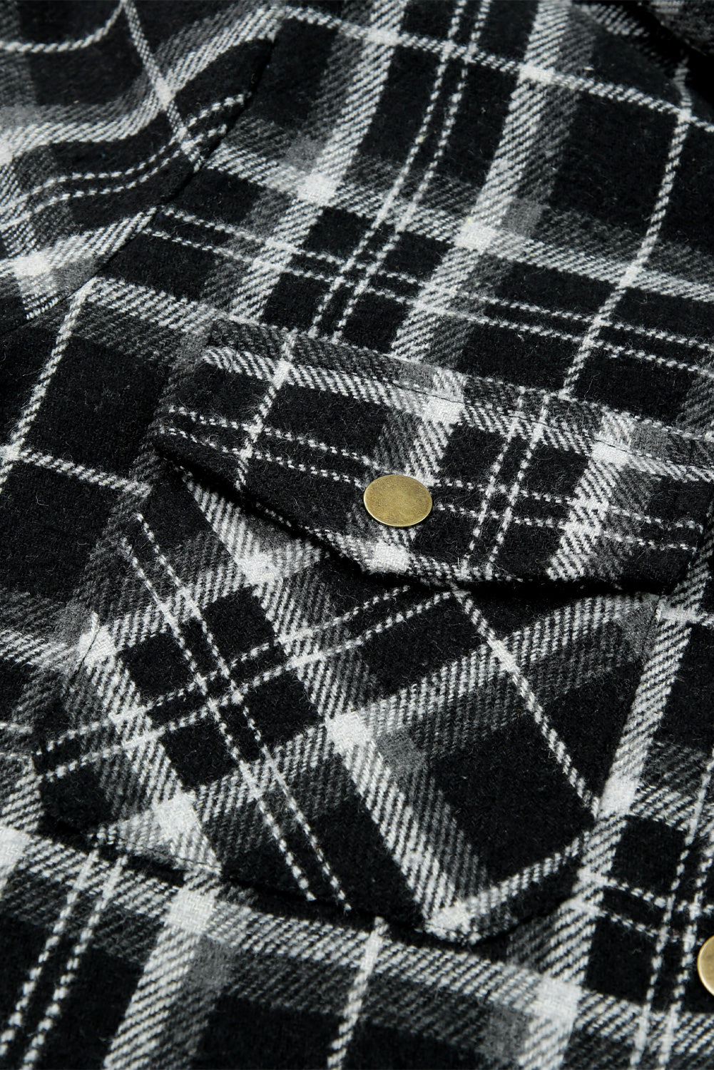 Plaid Pattern Sherpa Lined Hooded Shacket