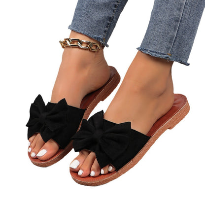 Women's Cute Platform Beach Bow Flat Slippers