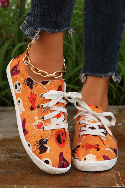 Zapatillas de deporte naranja rojizo Halloween Ghouls &amp; Pumpkin