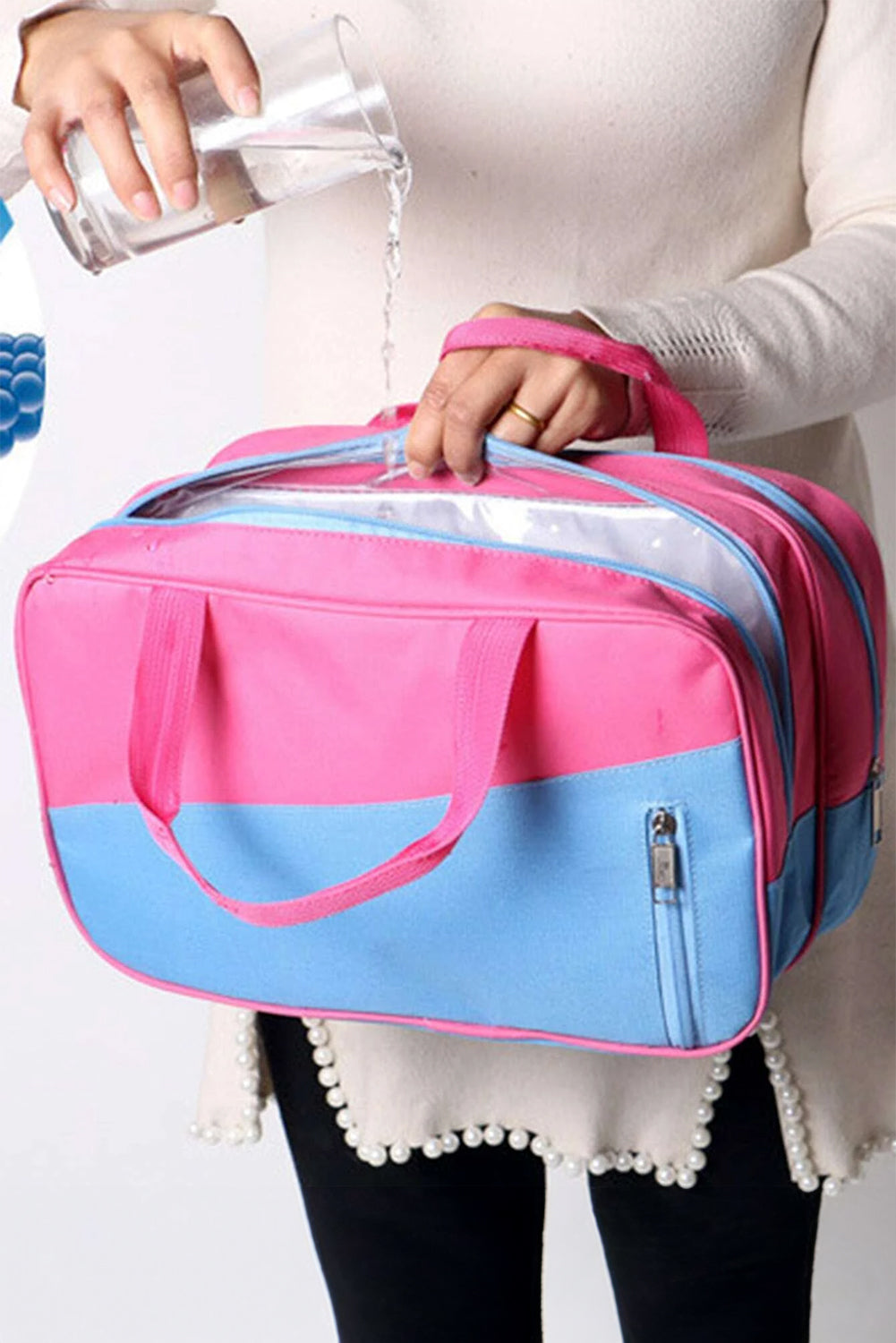 Bonbon Color Block Bolsa de yoga portátil con bolsillo con cremallera múltiple