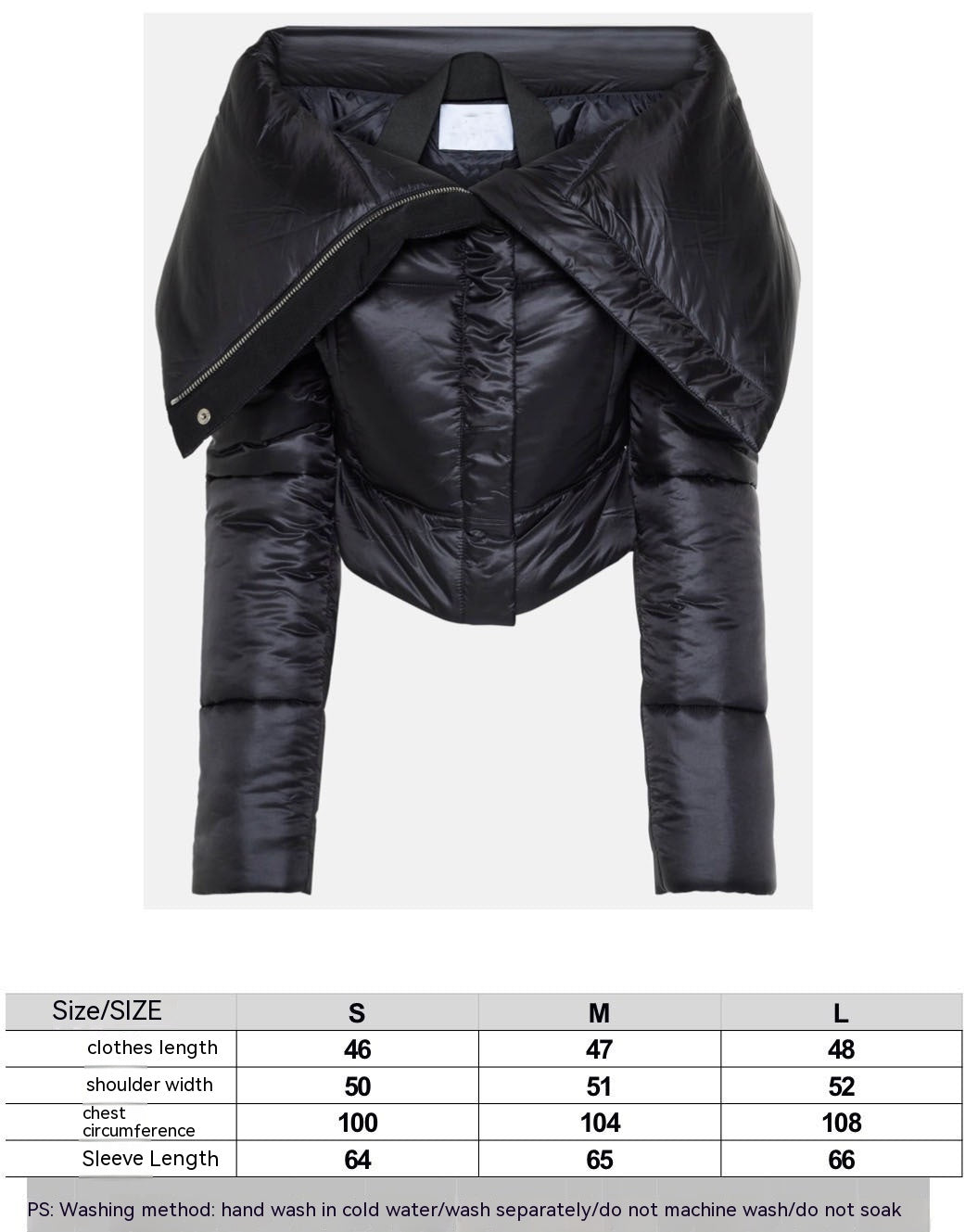 Black Female Lapel Short Down Cotton Coat