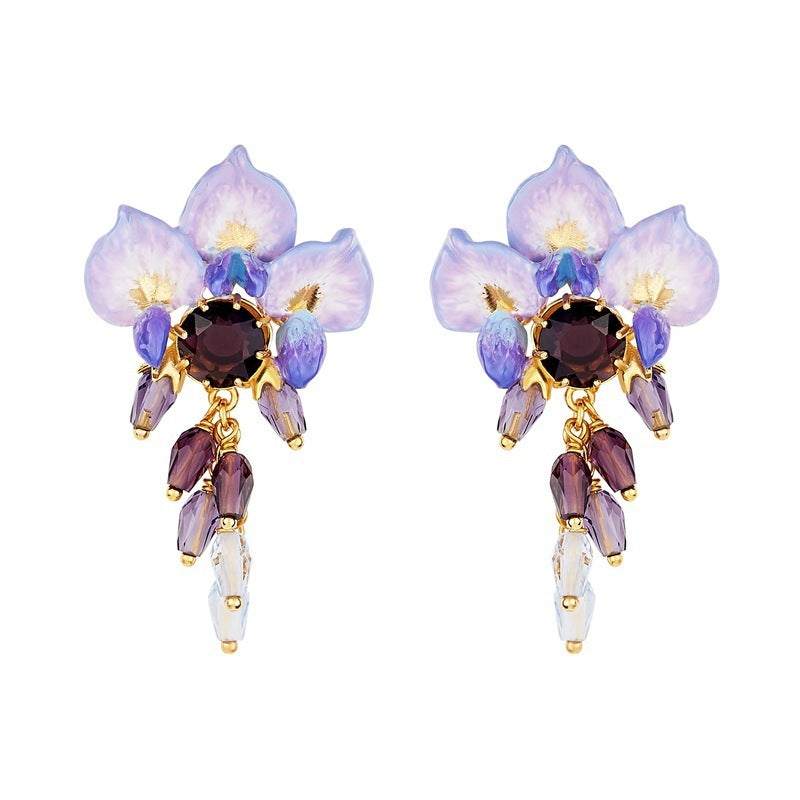 Wisteria Flower Ear Stud Necklace Special Interest Light Luxury Accessories