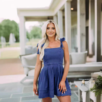 Vestido de mujer de mezclilla con tirantes de moda de viaje con temperamento de primavera y verano europeo y americano