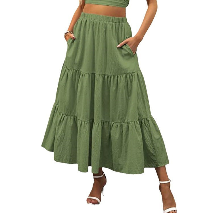 Women's Summer Bohemian Long Skirt With Pockets