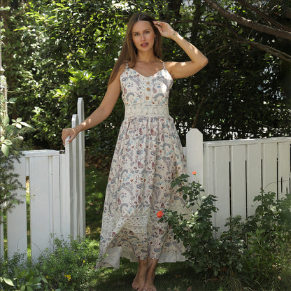 Robe florale à bretelles sans manches pour femmes