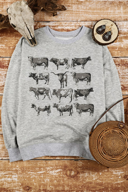 Sudadera de manga larga con estampado de toros gris