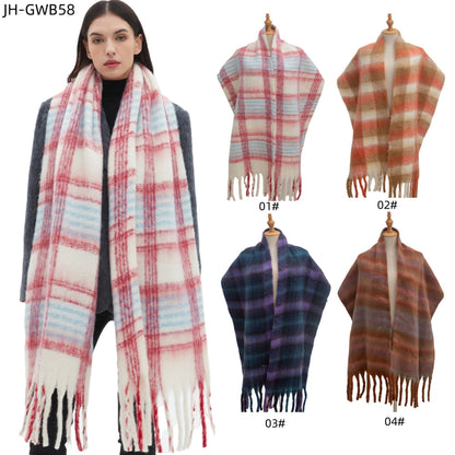 European And American Circle Yarn Thickened Thick Plaid Scarf