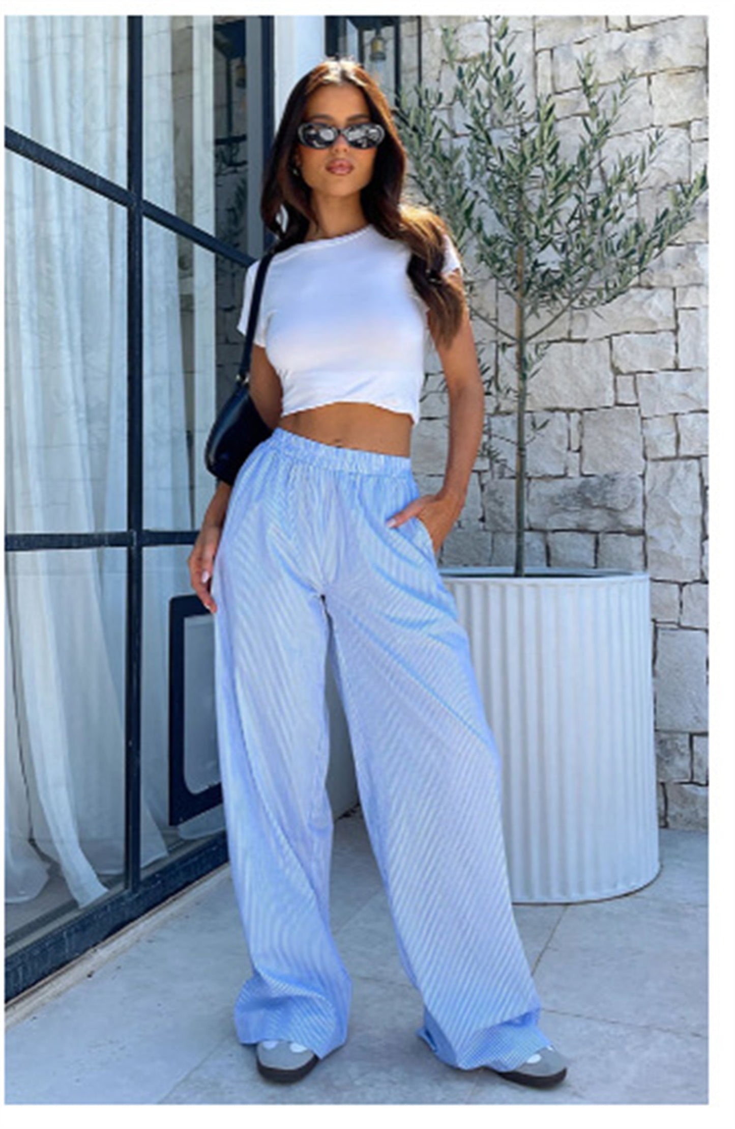 Women's Fashionable Loose High Waist Trousers