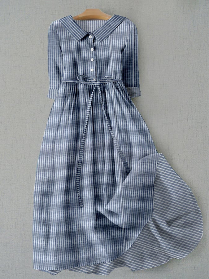 Women's Summer New Striped Shirt Dress