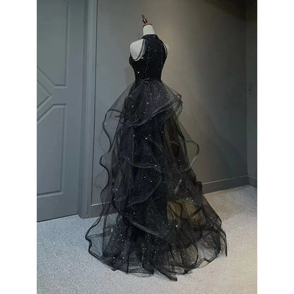 Vestido de noche negro para mujer