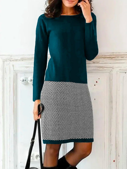 Women's Fashion Houndstooth Slim Base Dress