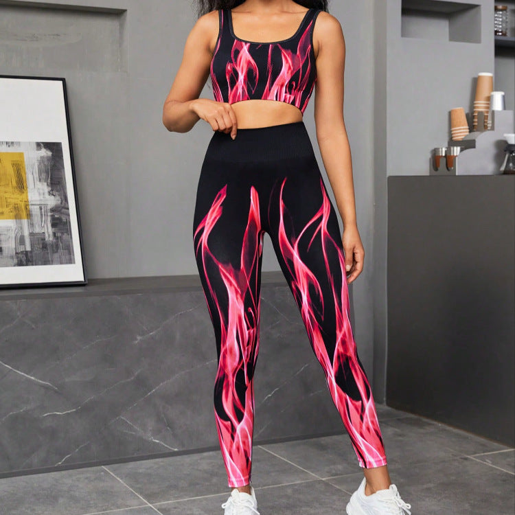 Seamless Gradient High Elastic Sports Bra Blouse And Pants