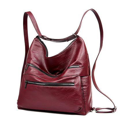 Bolso de hombro con cremallera doble para mujer, bolsos de alta capacidad, mochila ajustable