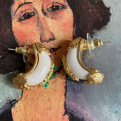 boucles d’oreilles vintage grand-mère en résine verte