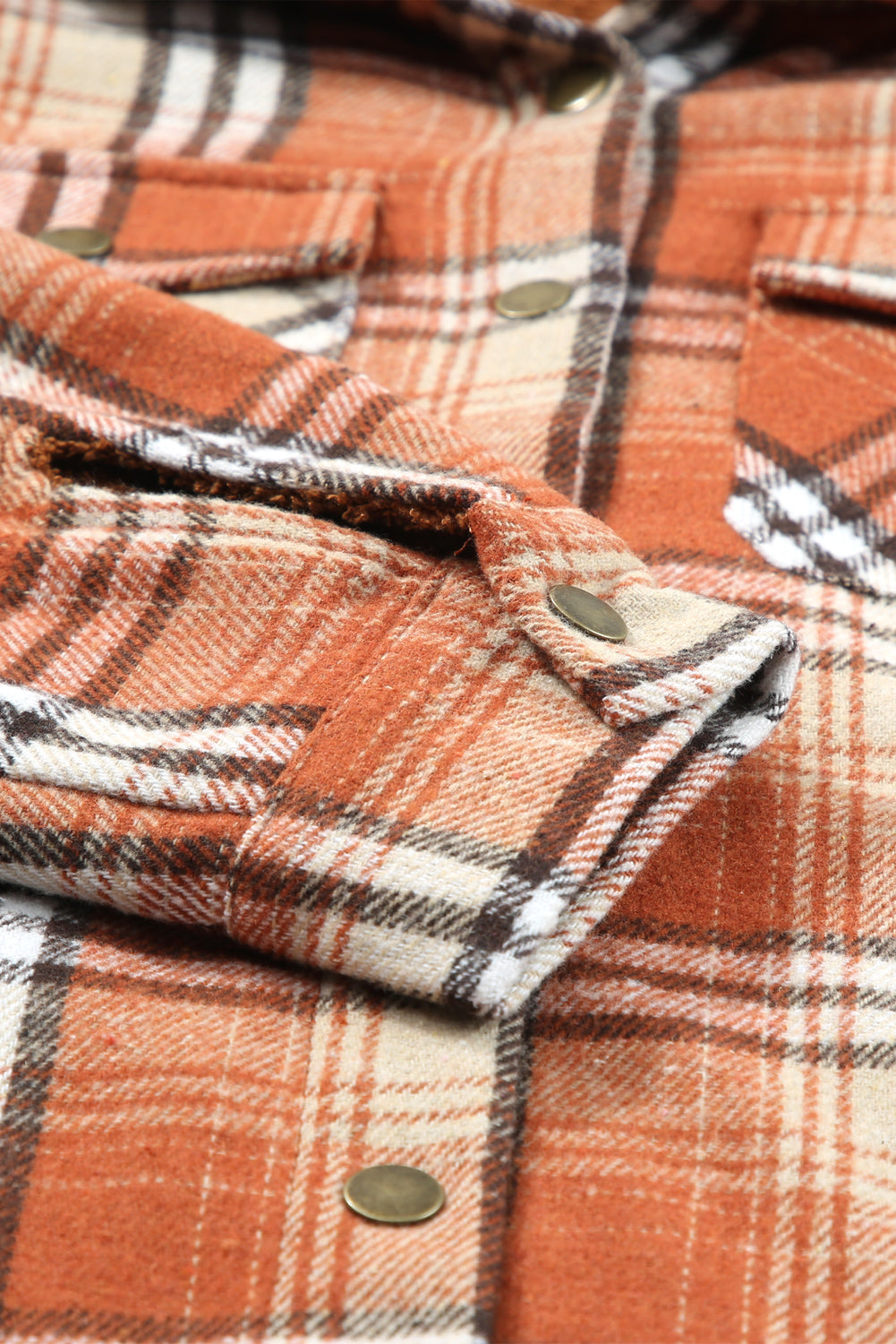 Plaid Pattern Sherpa Lined Hooded Shacket