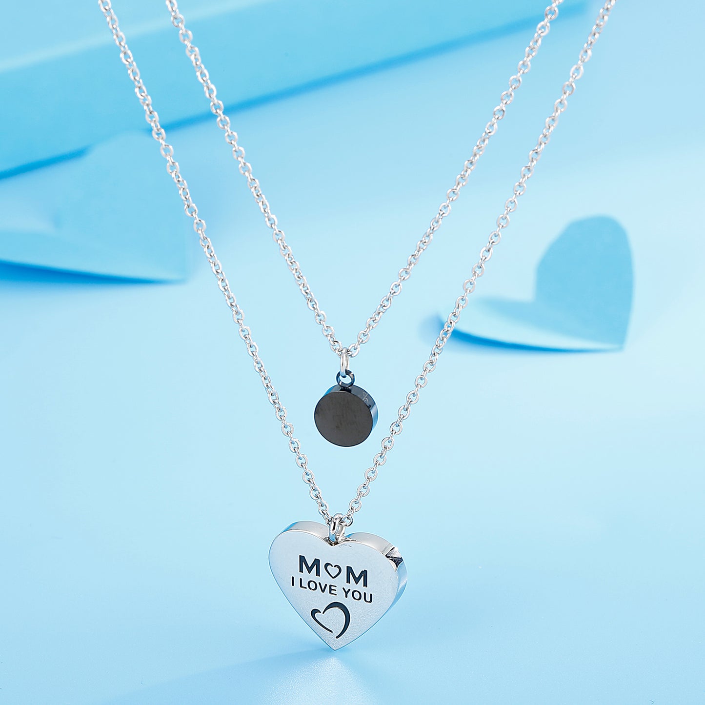 Stainless Steel Double-Layered Heart Pendant Necklace