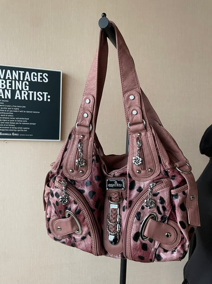 Bolso bandolera con estampado de leopardo para mujer