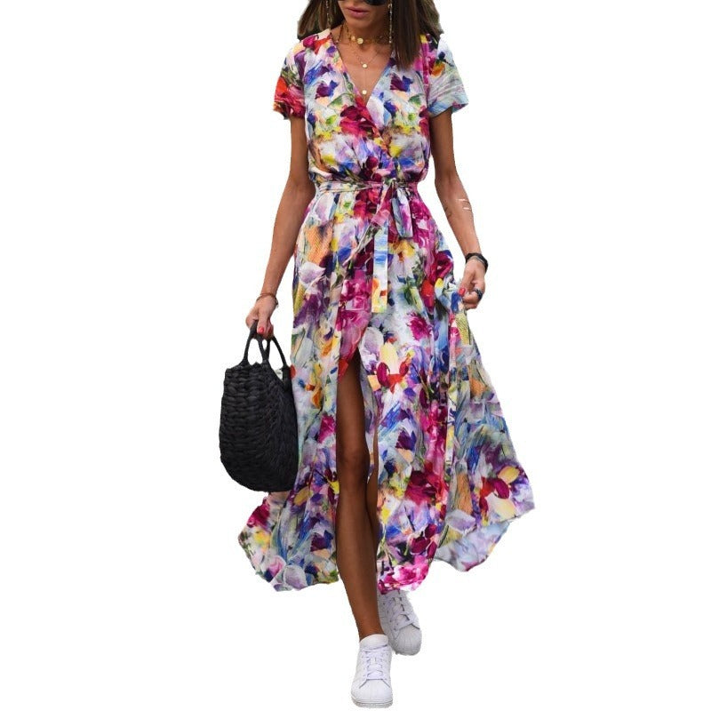 New Women's Printed Short Sleeve Dress