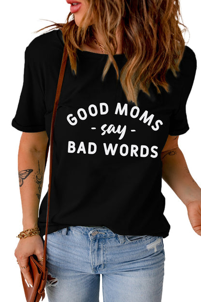 Camiseta gráfica con estampado de letras casual negra