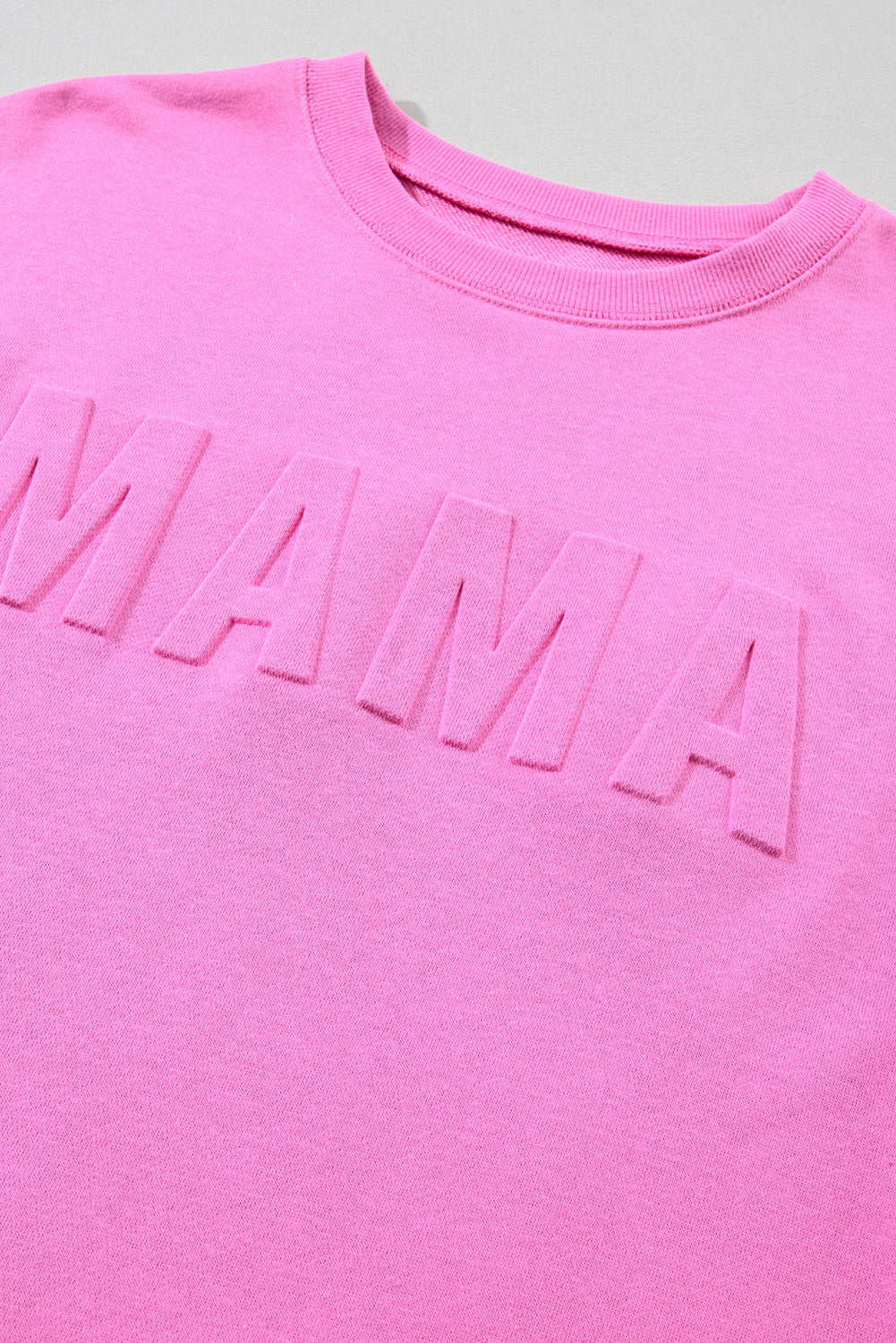 Sudadera informal con estampado de letras MAMA en color rosa brillante