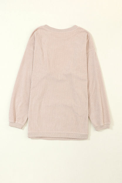 Sweat-shirt surdimensionné côtelé rose fraise