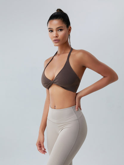 Soutien-gorge actif torsadé à col licou