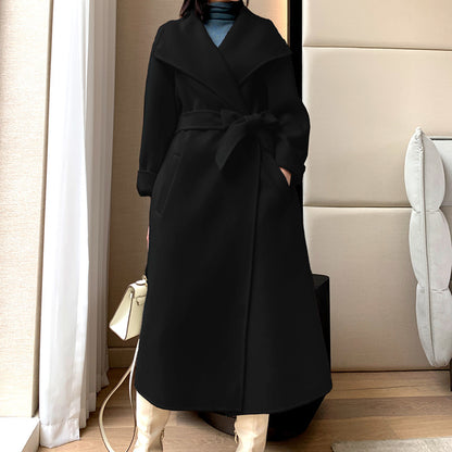 Wool Woolen Coat White Ladies Style Straight