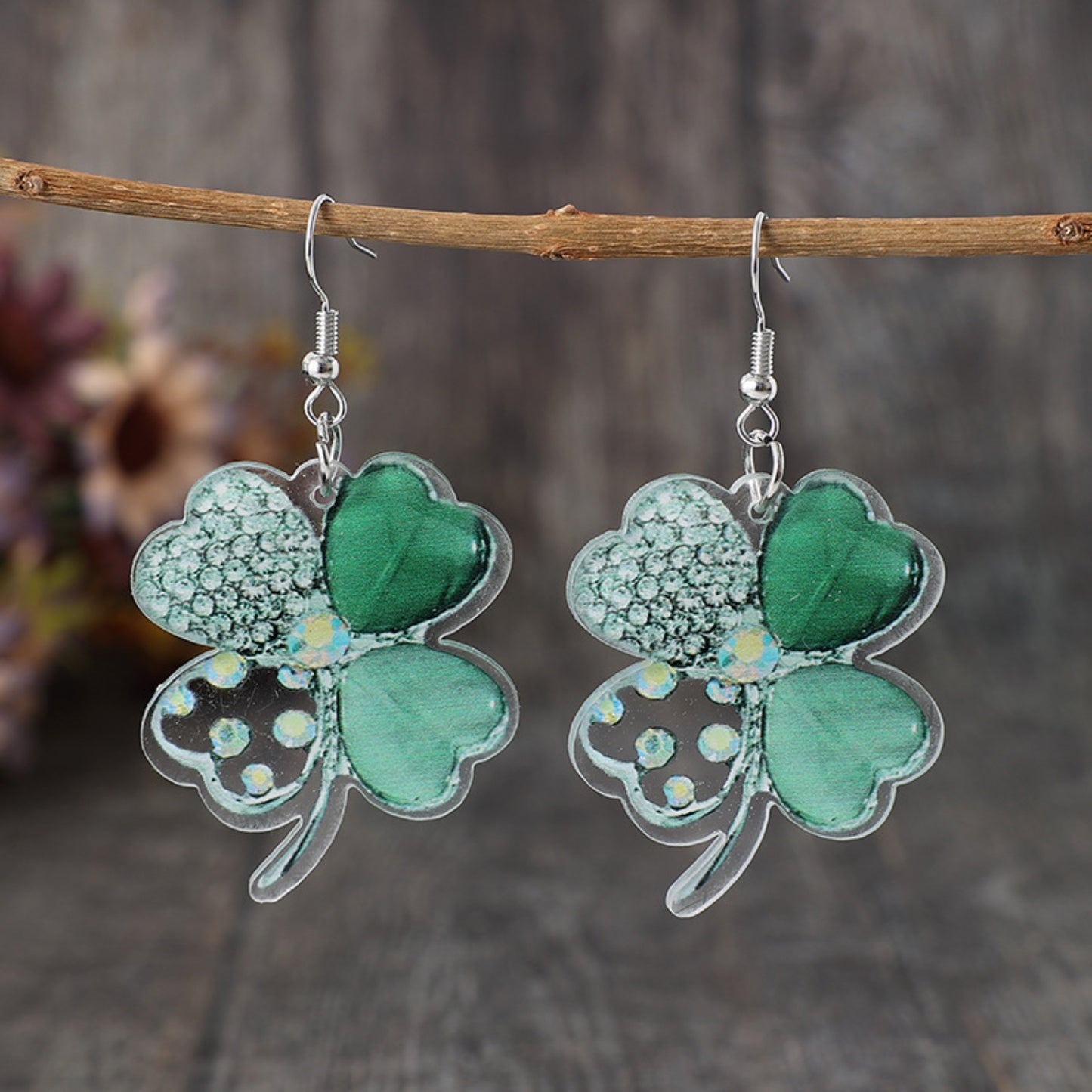 Boucles d'oreilles pendantes en acrylique Lucky Clover