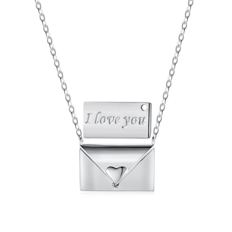 Collier enveloppe en argent sterling pour femmes, conception de niche