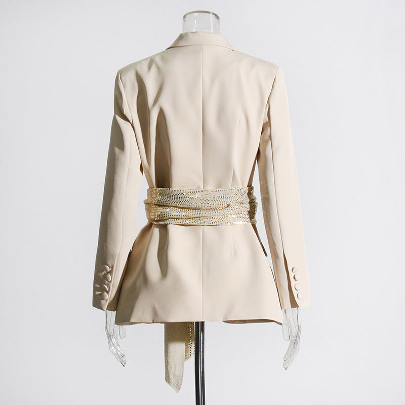 Manteau de costume amincissant à la taille pour femme