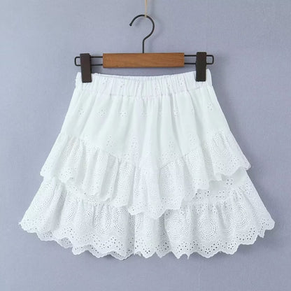 French Style Pure White Lace Skirt