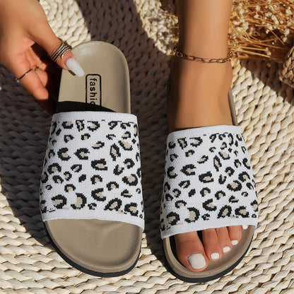 Sandalias con punta abierta de leopardo