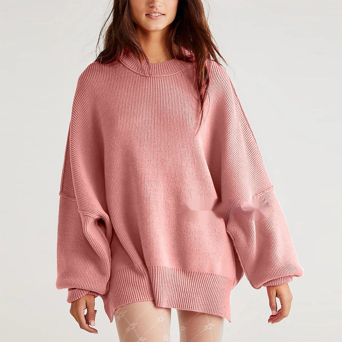 European And American Loose Pullover Sweater Fashion Long Sleeve Split Round-neck Women's Sweater