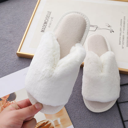 Pantuflas con punta abierta de piel sintética