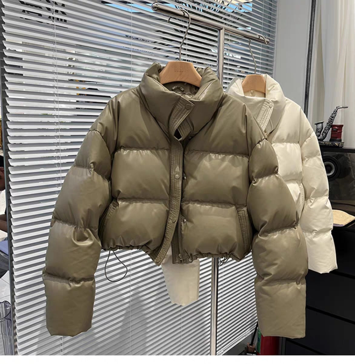 Women's Fashion Stand Collar White Duck Down Jacket