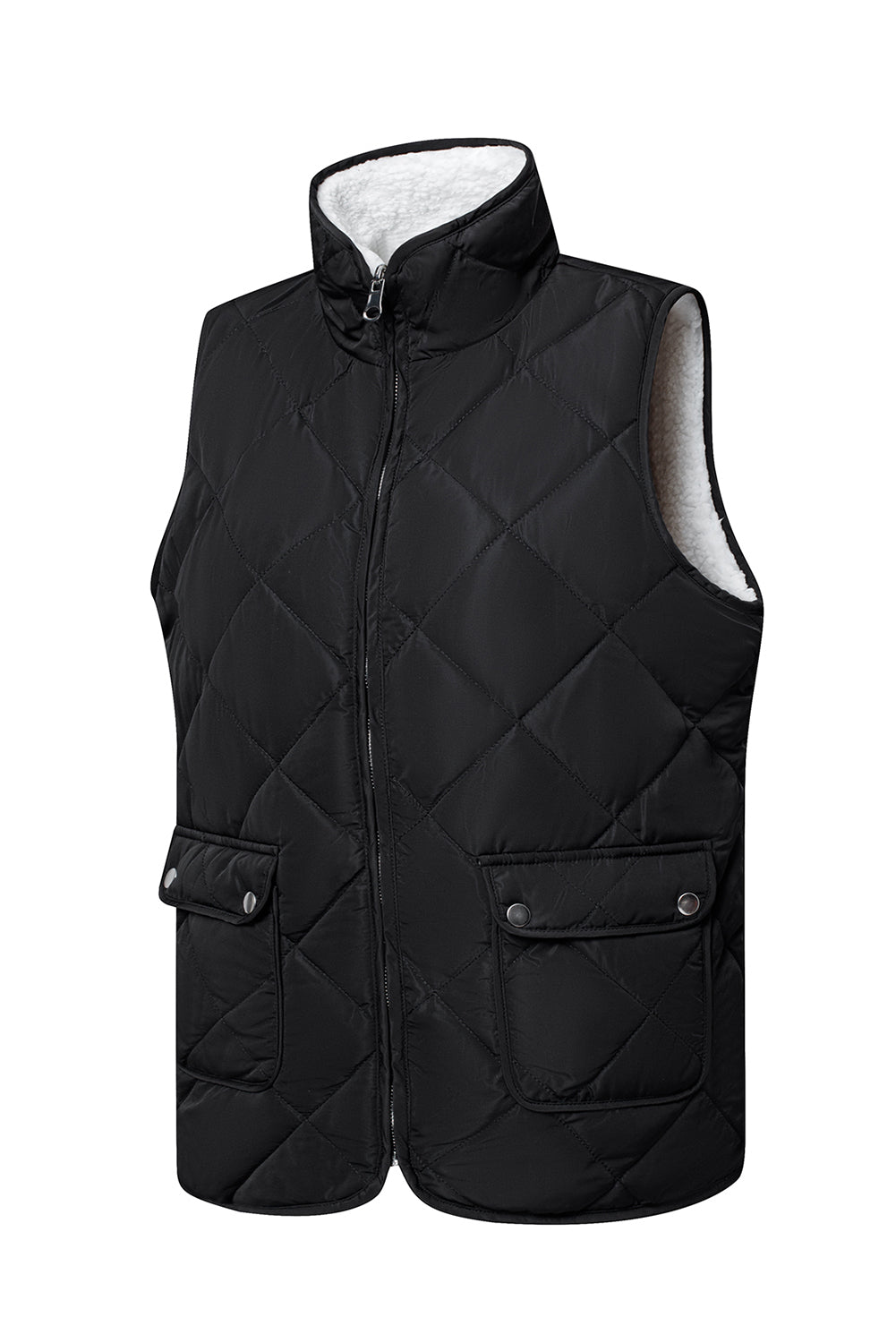 Pink Fleece Lined Quilted Vest Coats