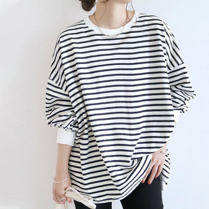 Women's Striped Sweater Loose Cotton